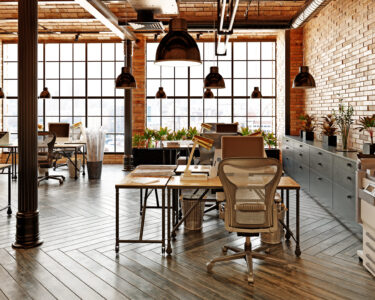 modern office interior design. Loft concept 3d rendering